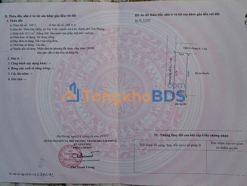 Bán đất 62.1m² Hải Phòng - Ngõ ô tô, giá chỉ 5xx triệu