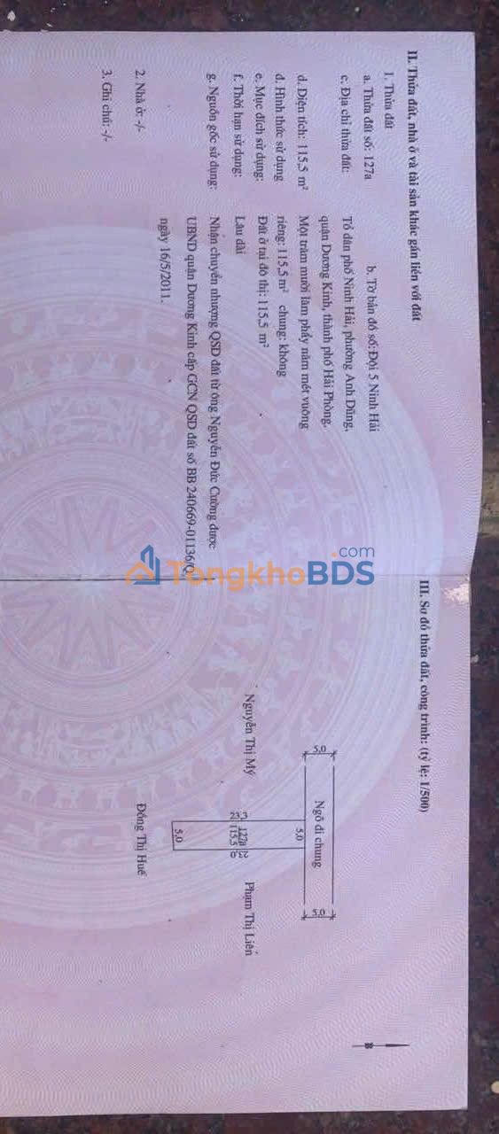 Đất nền Ninh Hải Anh Dũng 115m² 2.3 tỷ – Sổ đỏ chính chủ