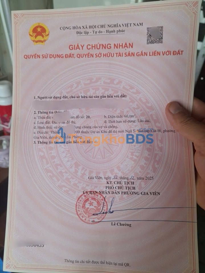 Đất nền Hải Phòng 60m² giá 9.12 tỷ - Sổ đỏ chính chủ