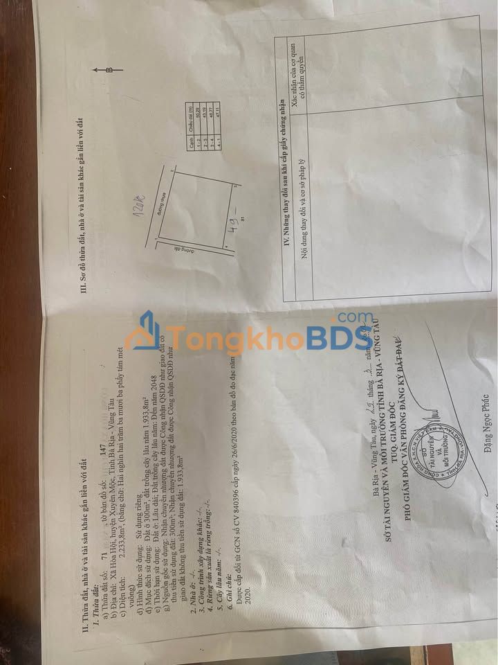 Đất Hòa Hội Xuyên Mộc 2.350m² thỏa thuận - Sổ đỏ