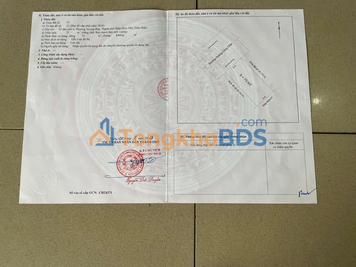 Bán Đất Nền Mặt Đường Hoàng Công Chất, Điện Biên - 75m² - 1.55 Tỷ