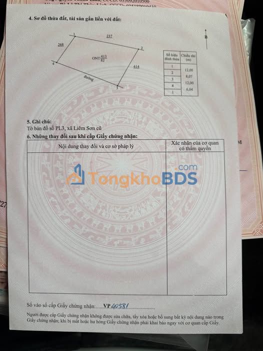 Đất nền Thôn Nghè, Thanh Liêm 82m² - Vài trăm triệu, tiềm năng sinh lời cao