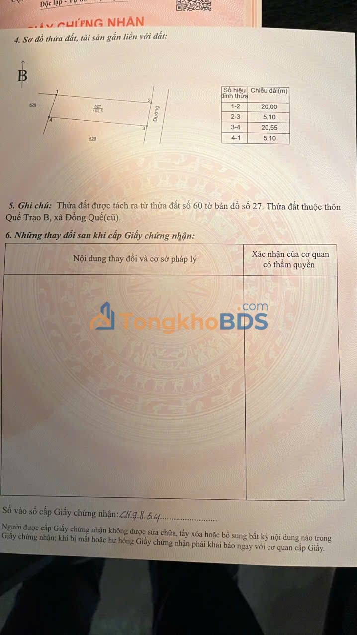 Đất nền Quất Lưu Bình Xuyên 100m² 600 triệu - Đường to ô tô