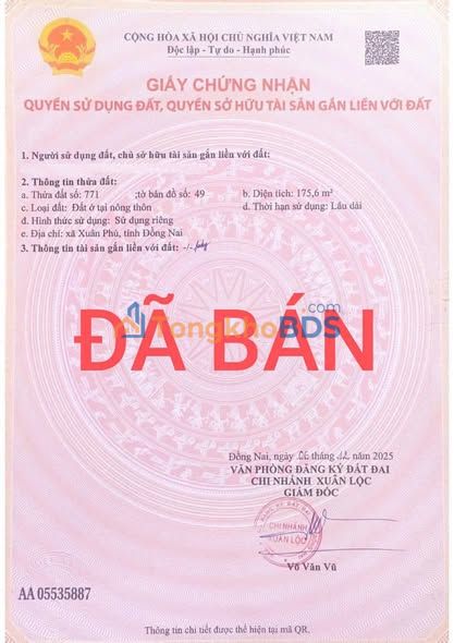 Đất nền Xuân Phú Xuân Lộc 175m² 590 triệu - Sổ đỏ chính chủ