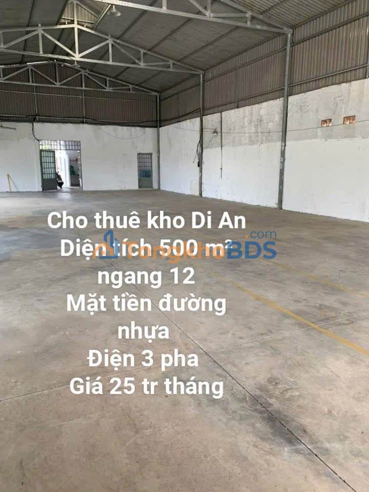 Cho thuê kho xưởng Dĩ An 500m² đường nhựa, giá 25 triệu/tháng