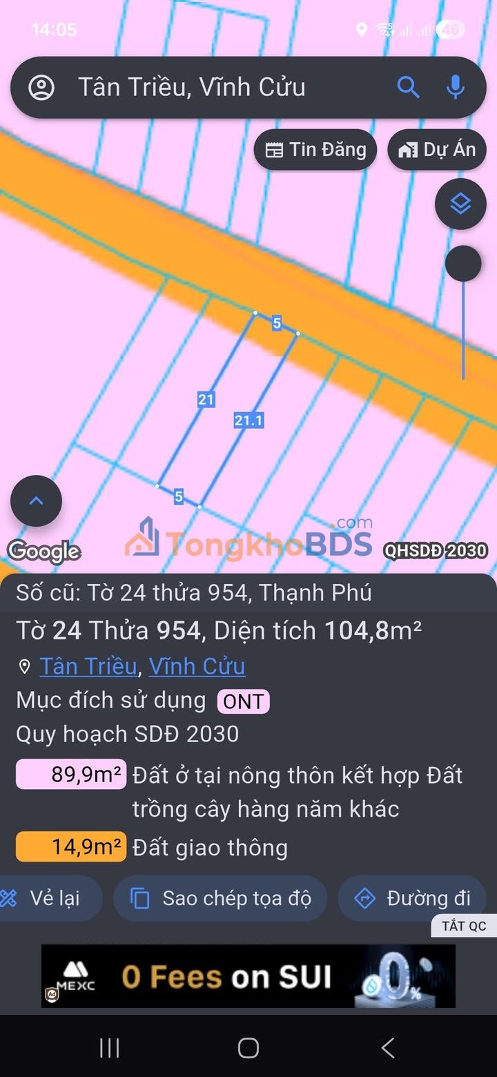 Đất Sổ Riêng 105m² Nhơn Trạch - Gần Cty Changshin, Giá 1.55 Tỷ