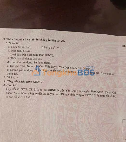 Đất mặt đường 284 Yên Dũng 66m² hơn 2 tỷ - Đường to ô tô