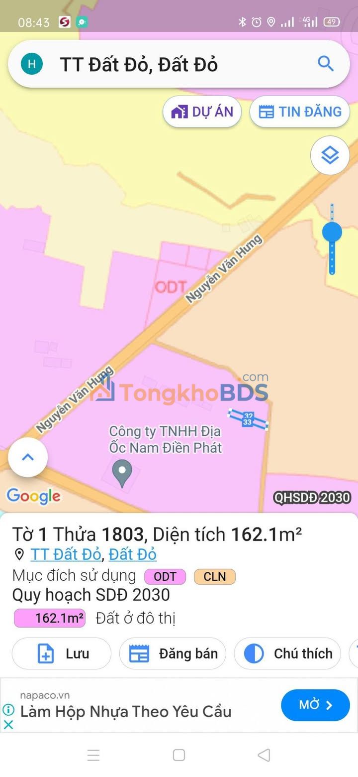 Đất nền Thị trấn Đất Đỏ 165m² 650 triệu - Sổ đỏ chính chủ