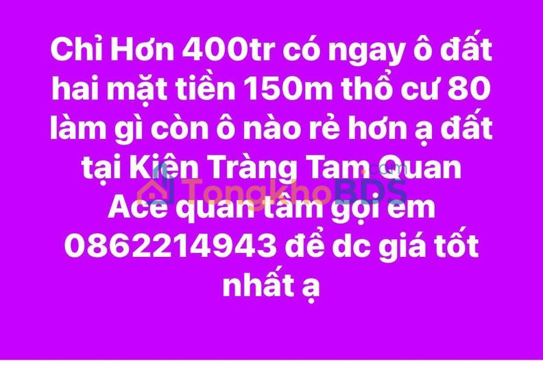 Đất nền 2 mặt tiền 150m² - Kiên Giang - Chỉ 400 triệu