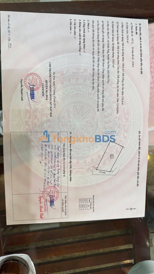 Đất nền Xuân Áng Hạ Hòa 258m² giá 300tr - Đường ô tô vào đất