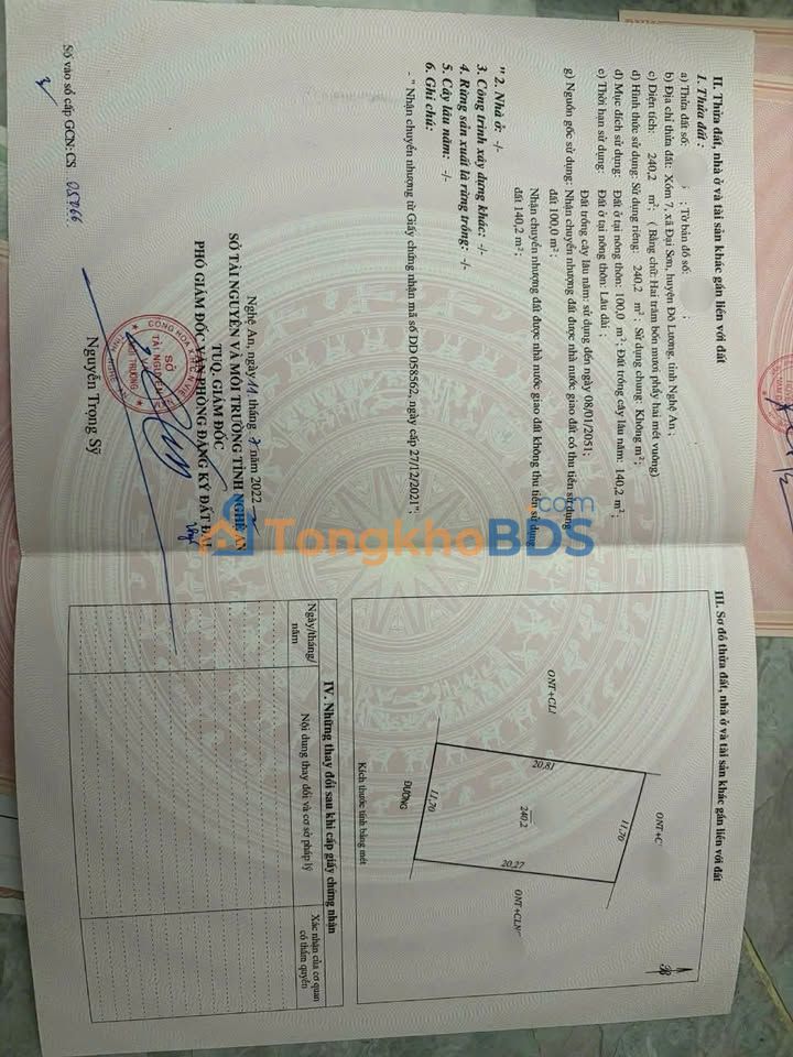 Đất nền X7 Đại Sơn, Đô Lương - 234m² - Sổ đỏ sẵn sàng giao dịch