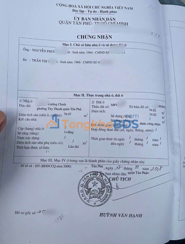 Nhà Trường Chinh Tây Thạnh 56m² 4.35 tỷ - Sổ hồng sẵn