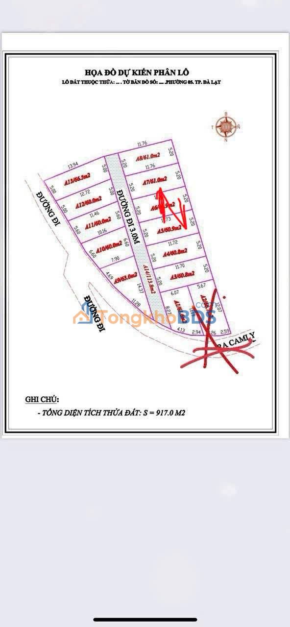 Đất nền Cam Ly Đà Lạt 60m² 1.3 tỷ - Sổ đỏ chính chủ