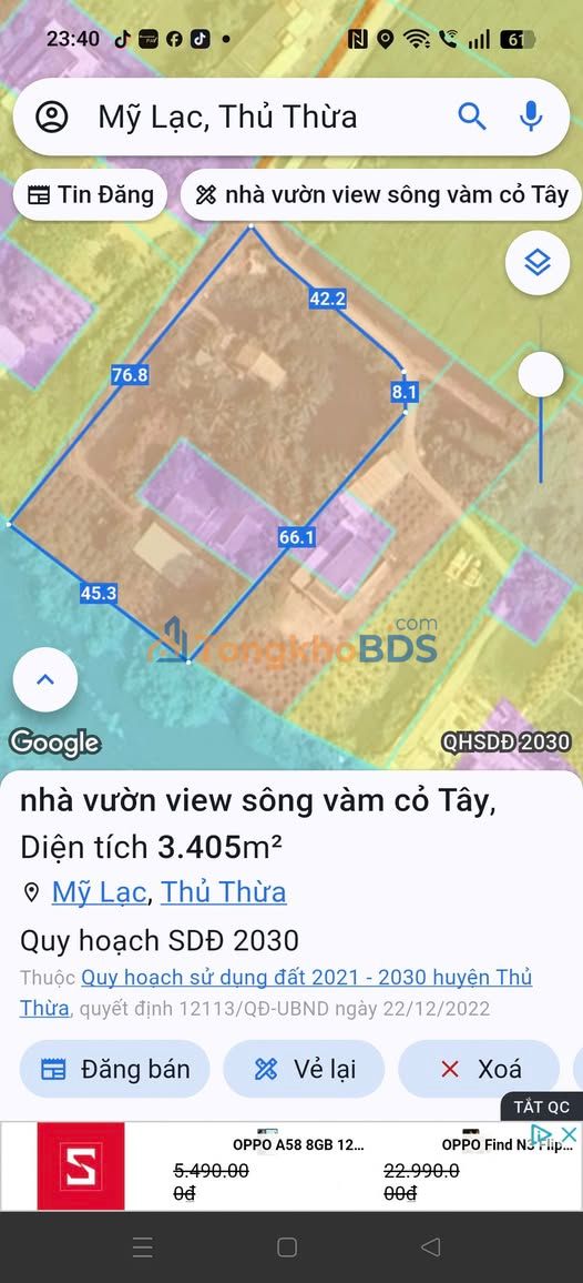 Farm Nghỉ Dưỡng View Sông Vàm Cỏ Tây - Thủ Thừa, Long An - 3873m²