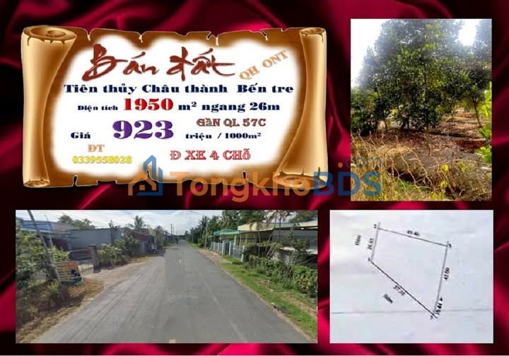 Đất vườn Quới Thành 1.950m² 1.8 tỷ - Sổ đỏ chính chủ