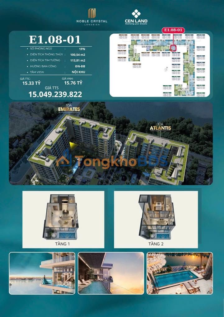 Căn hộ Noble Crystal Long Biên 101m² 15 tỷ - View đẹp