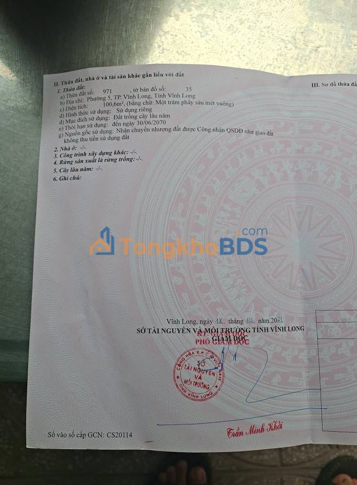 Đất nền Phường 5 Trà Vinh 100m² 450 triệu - Pháp lý rõ ràng