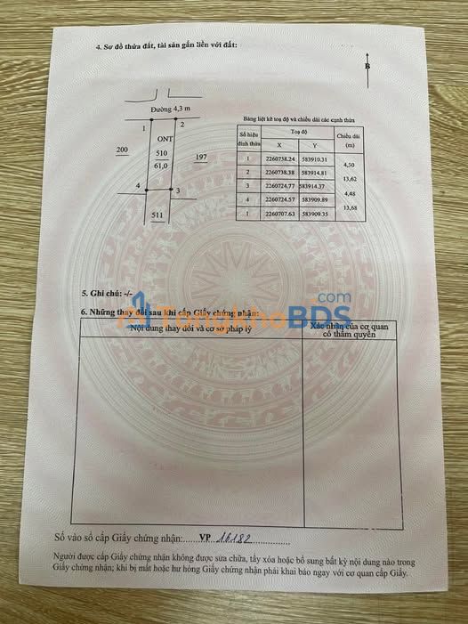 Đất nền Nguyễn Trãi, Thái Bình - 61m², nhỉnh 1 tỷ, ô tô vào nhà