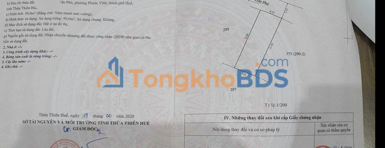 Bán Đất Kiệt Đặng Huy Trứ, Huế 50m² - Sổ Hồng, Giá 1.3 Tỷ