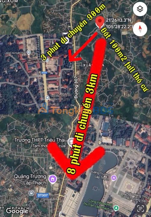 Đất Xuân Hòa, Lập Thạch 100m² 400 triệu - Sổ đỏ chính chủ