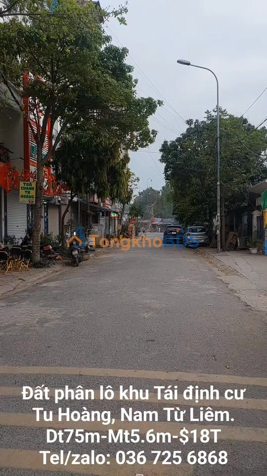 Bán Đất Tái định cư Tu Hoàng 75m² - 18 Tỷ, Lô Đẹp, Sổ Đỏ