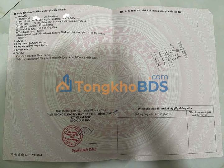 Bán Đất Sổ Riêng Bàu Bàng 70.6m² - Giá Ngộp Chỉ 650 Triệu