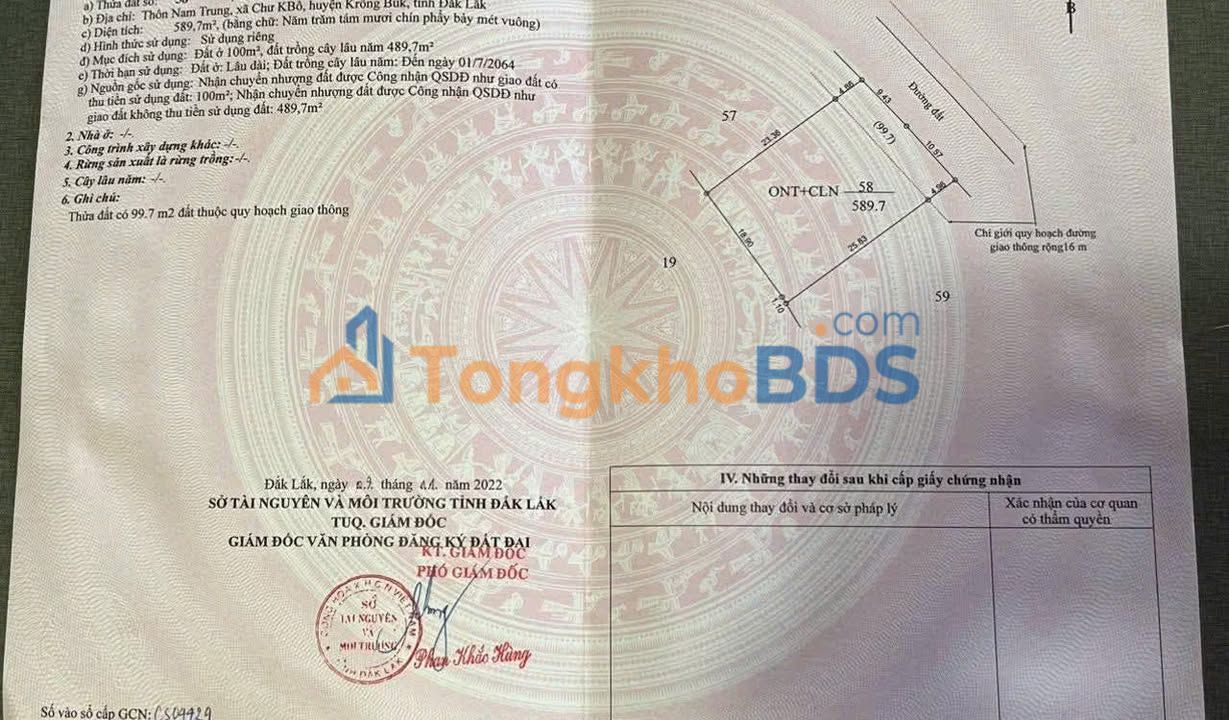 Đất nền Nam Thái Krông Búk 600m² 36 tỷ - Đường ô tô