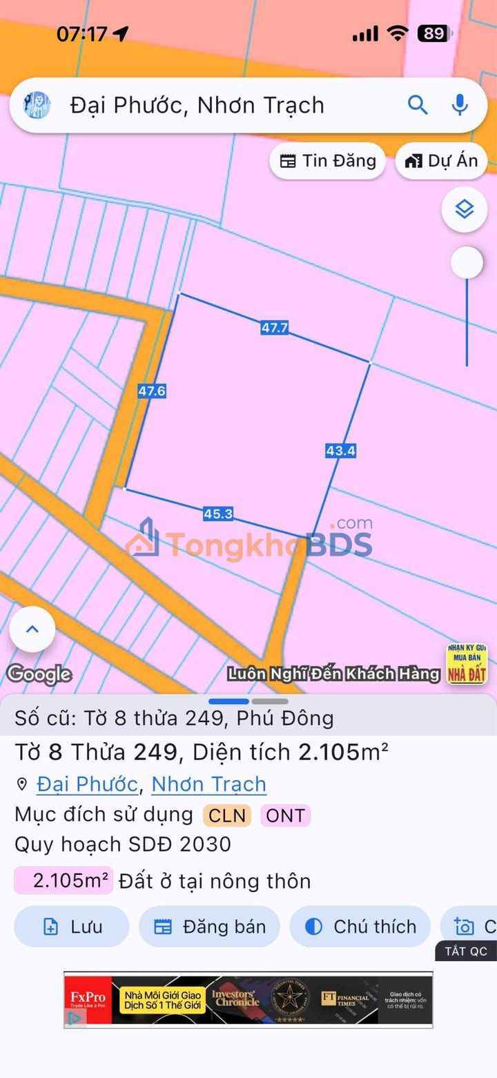 Đất Phú Đông Nhơn Trạch 2.105m² giá 42.1 tỷ - Sổ đỏ chính chủ