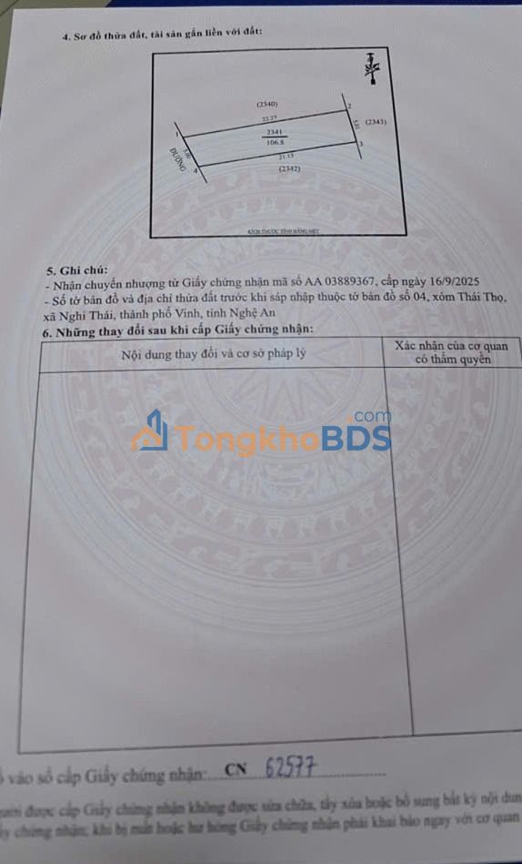 Đất Khối Thái Thọ Vinh 219m² - Sổ đỏ chính chủ sẵn xây