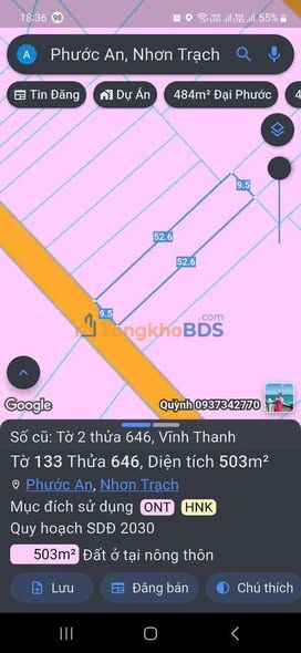 Đất nền Hòa Bình Nhơn Trạch 503m² giá 5.28 tỷ - Sổ đỏ chính chủ