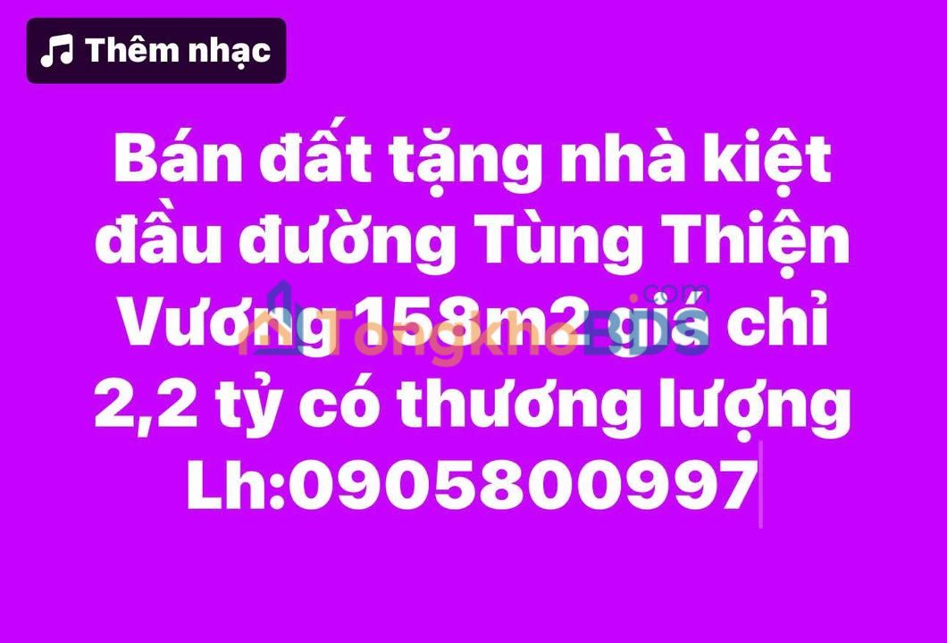 Đất 158m² Tùng Thiện Vương, Huế - Giá 2.2 Tỷ, Sổ Đỏ Rõ Ràng
