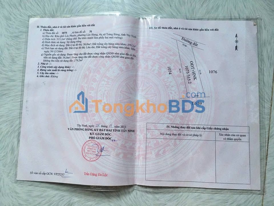 Đất nền Trảng Bàng 10x32 780 triệu - Đất thổ cư 100%