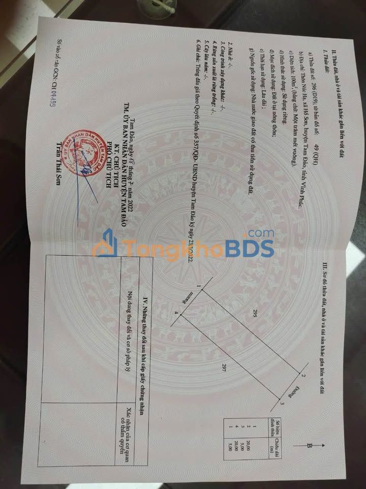 Đất nền Hồ Sơn Tam Đảo 100m² 18 tỷ - Đường to ô tô