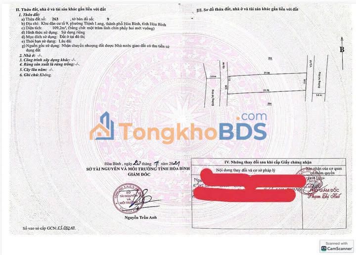 Đất Nền 2 Mặt Tiền Phường Hòa Bình, TP. Hòa Bình - 102m² Sổ Đỏ Rõ Ràng