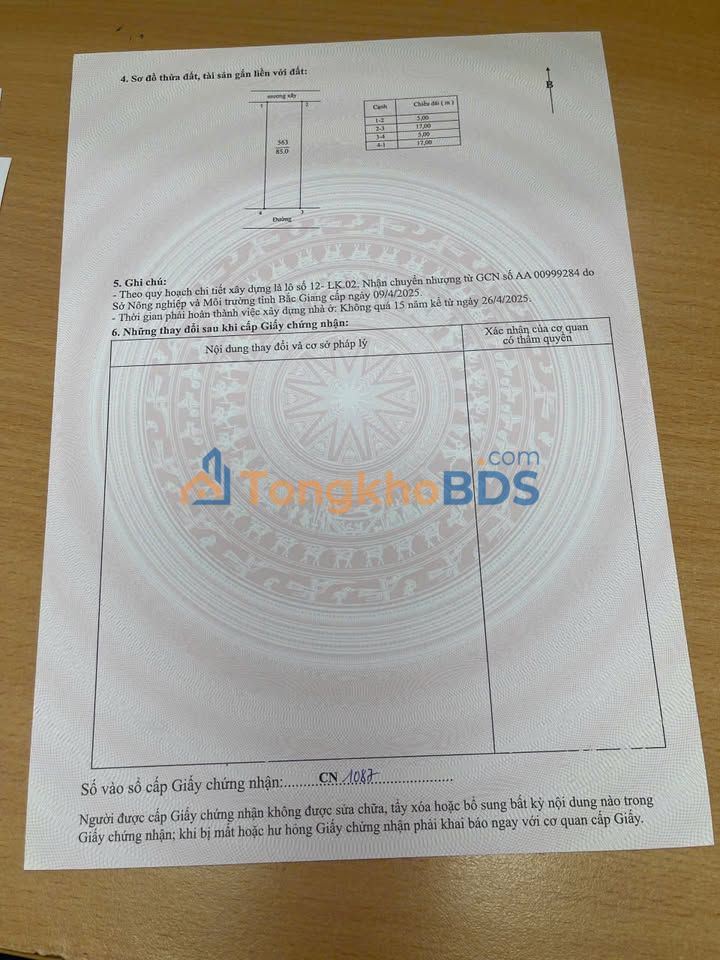 Đất KCN Tân Hưng Lạng Giang 85m² - Sổ đỏ chính chủ