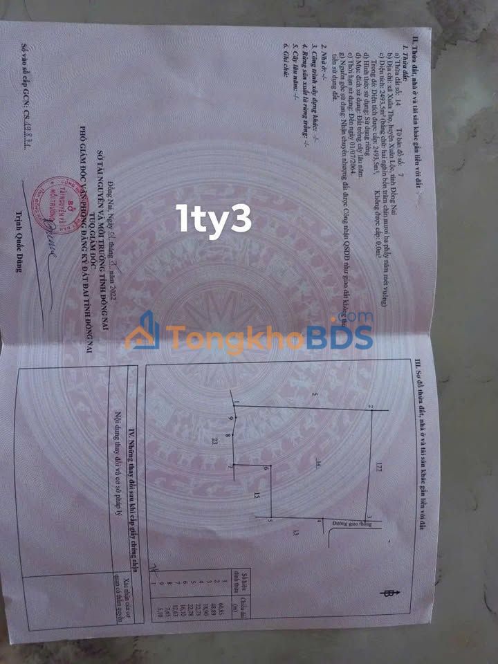 Bán Đất Nền Đồng Nai 900m² - Sổ Đỏ Chính Chủ, Giá Tốt 1.3 Tỷ