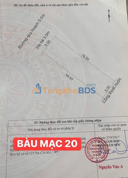 Đất MT Bàu Mạc 20, Đà Nẵng 92m² giá 4 tỷ - Sổ đỏ chính chủ, xây tự do