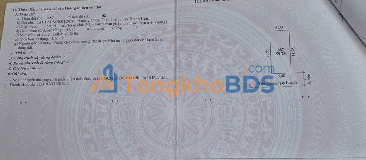 Nhà 3 Tầng 60m² Hướng Nam - Kinh doanh sầm uất Phường Đông Thọ