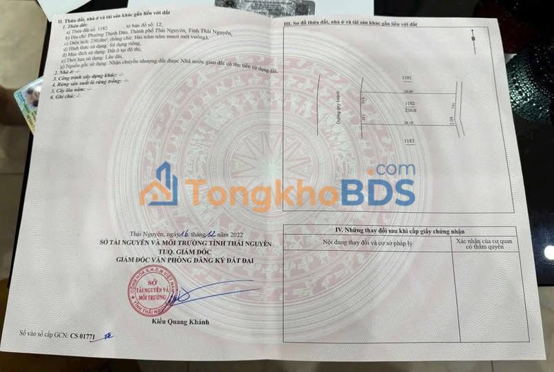 Đất nền Tổ Hữu Thái Nguyên 250m² 7 tỷ - Sổ đỏ chính chủ