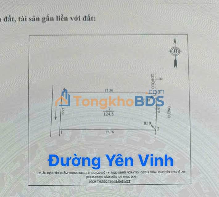 Đất Vàng Mặt Đường Yên Vinh, TP Vinh - 124m², Giá 9.8 Tỷ
