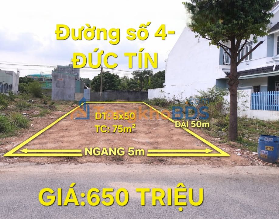 Đất nền Đường số 4 Đức Thuận 250m² 650 triệu - Sổ đỏ chính chủ