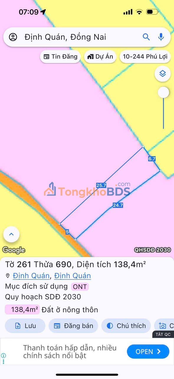 Đất nền Gia Canh Đất Đỏ 250m² 550 triệu - Đất thổ cư 100%