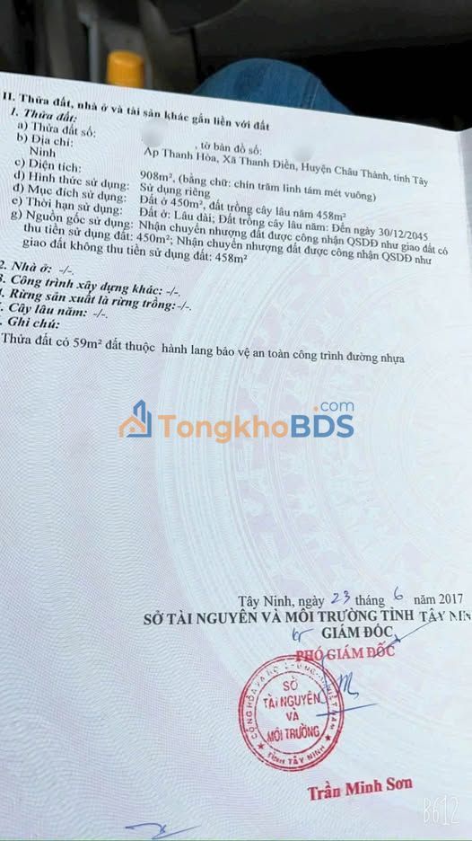 Đất nền Hòa Thành 878m2 giá thỏa thuận - Sổ đỏ chính chủ