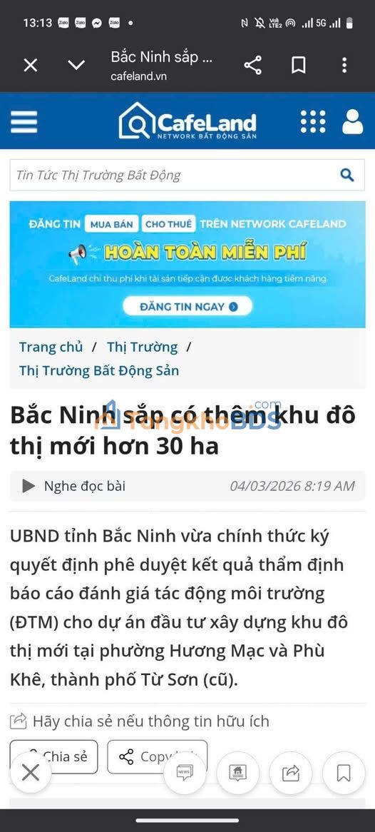 Đất nền Phù Khê Từ Sơn 30ha - Tiềm năng tăng giá