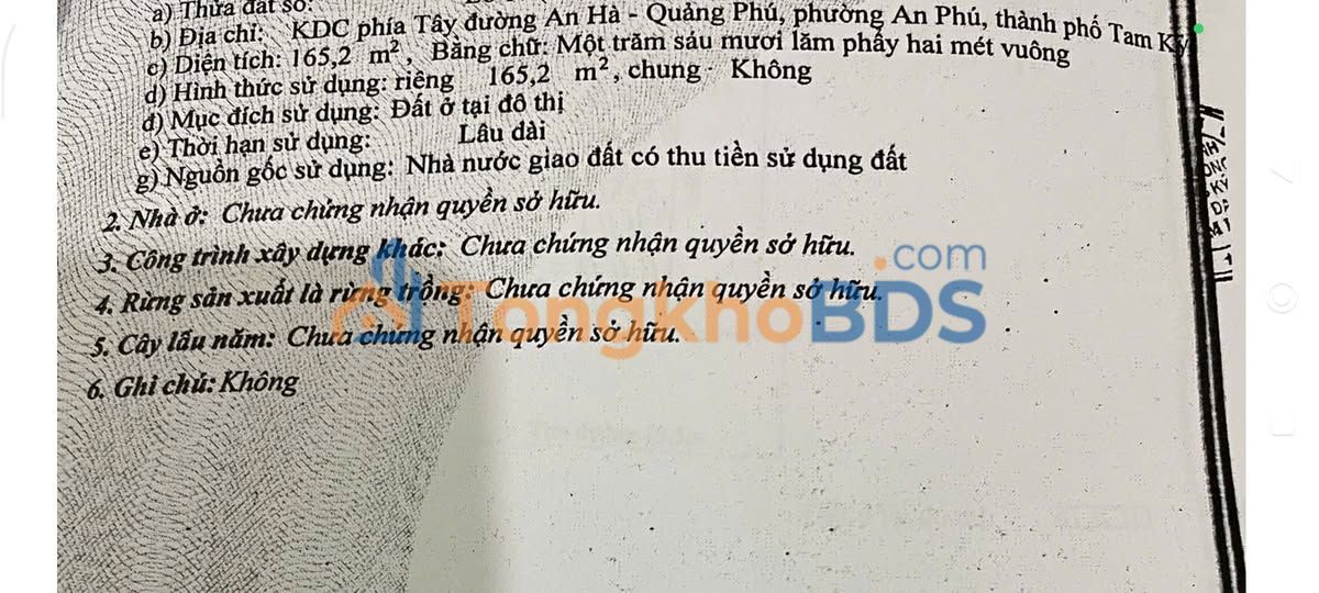 Đất nền Tam Kỳ Lê Nhân Tông 165m² 1,xx tỷ - Đường to ô tô