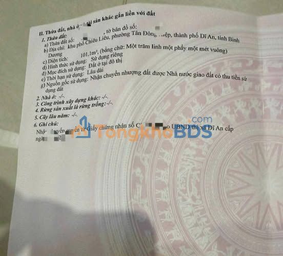 Bán Đất Dĩ An 101m² Ngang 5m - Giá 4.5 Tỷ, Gần Ngã Tư Chiêu Liêu