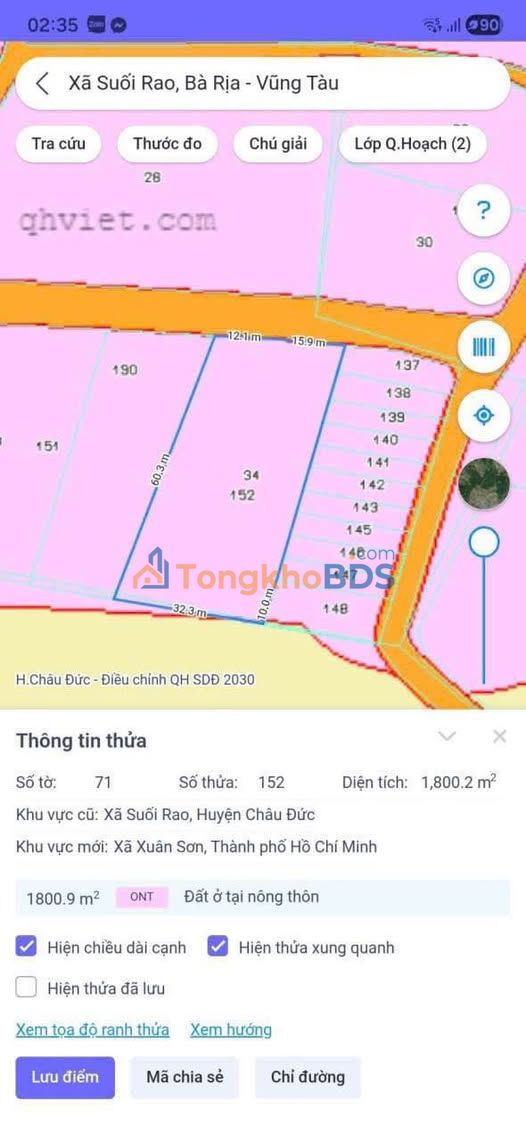 Đất nền Suối Rao Châu Đức 1.736m² 1.8 tỷ - Sổ đỏ chính chủ