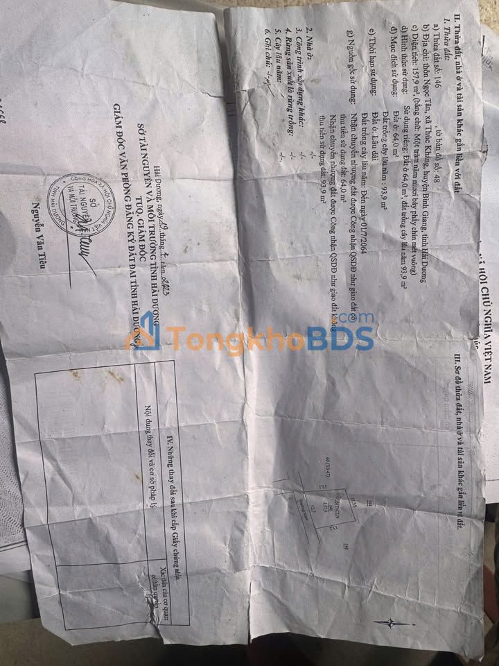 Đất nền Bình Giang 158m² 1,2 tỷ - Sổ đỏ chính chủ