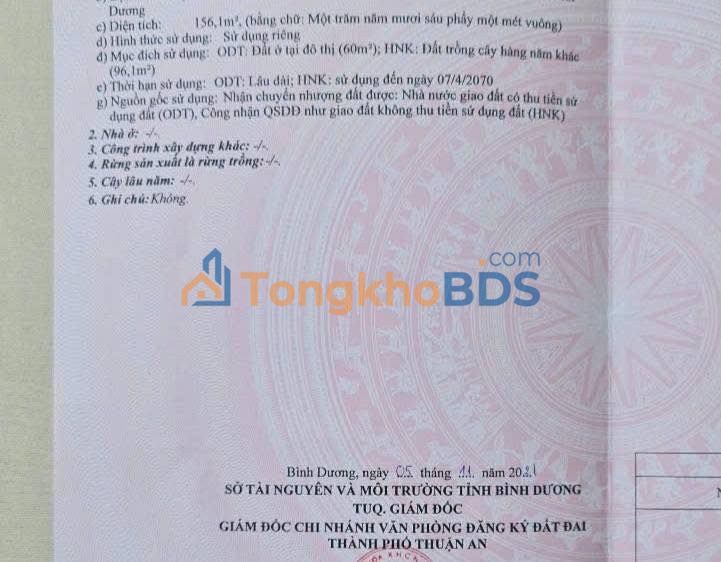 Đất nền Bình Chuẩn Thuận An 156m² 2.299 tỷ - Sổ đỏ chính chủ