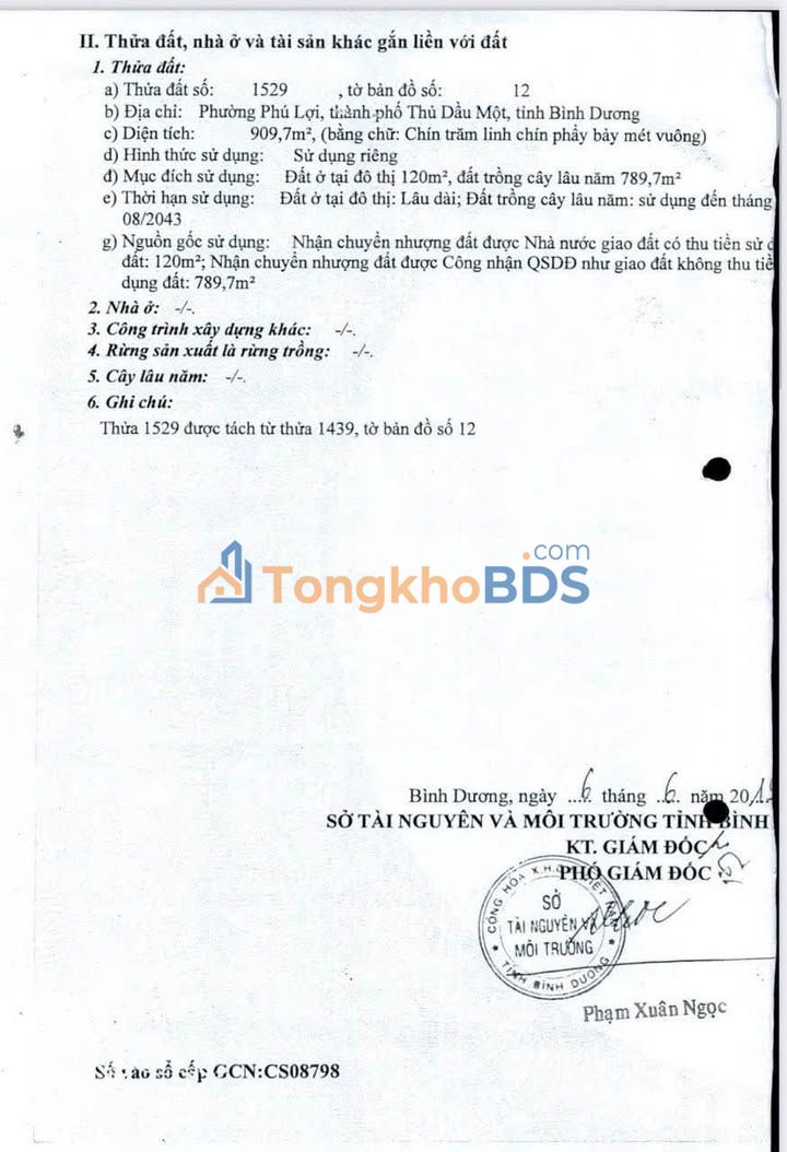 Đất nền Phú Lợi Thủ Dầu Một 909m² 13 tỷ - Sổ đỏ